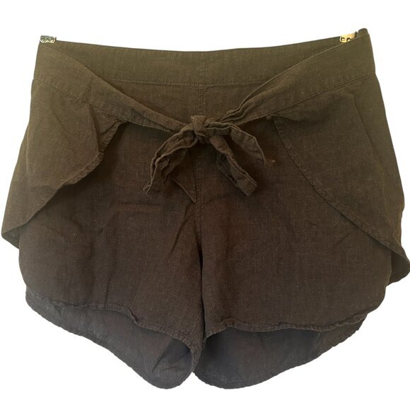 Patagonia dark gray Garden Island hemp-blend wrap tie-front shorts sz M - Picture 4 of 12
